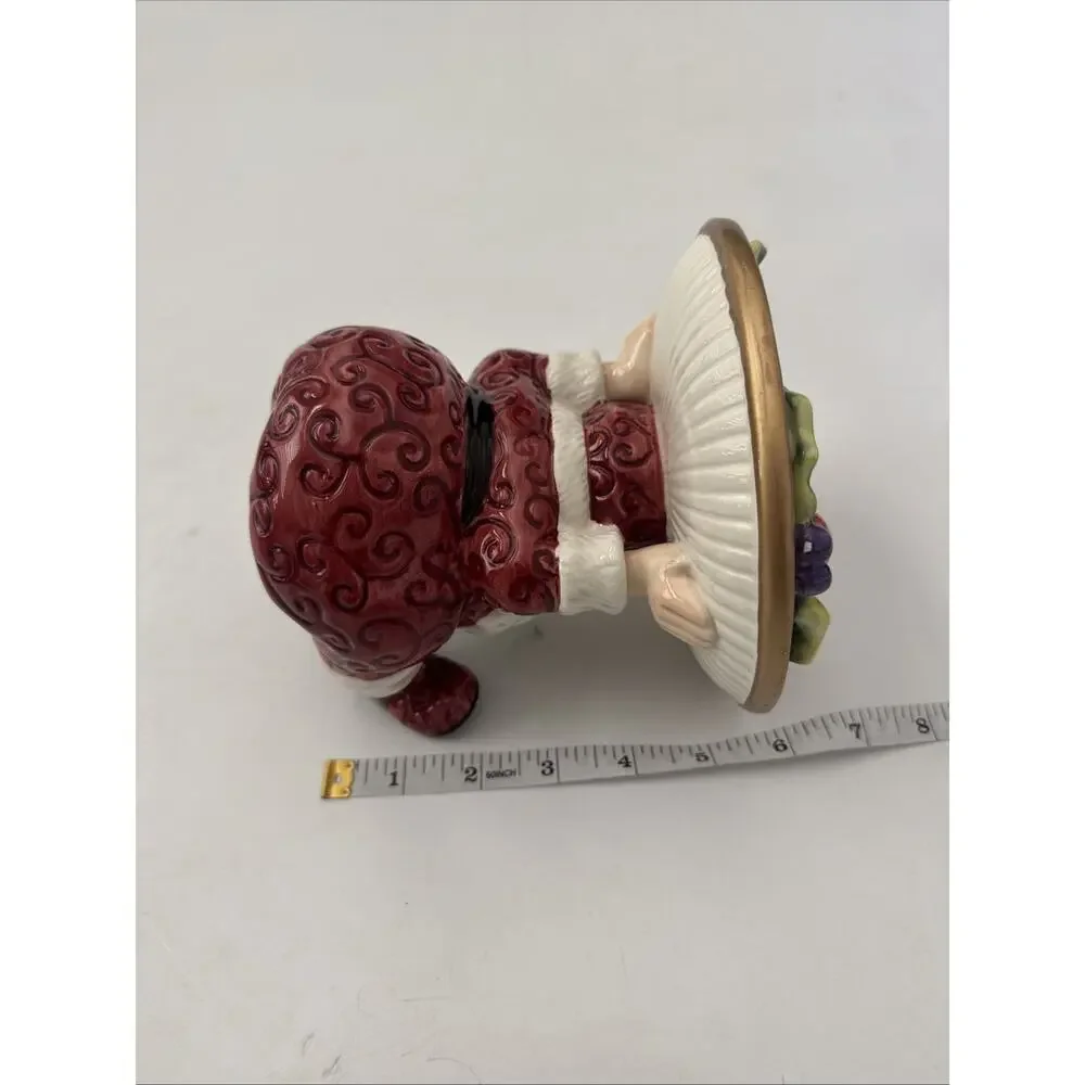 FITZ AND FLOYD Christmas Santa Pillar Candle Holder Candy Dish Ceramic
